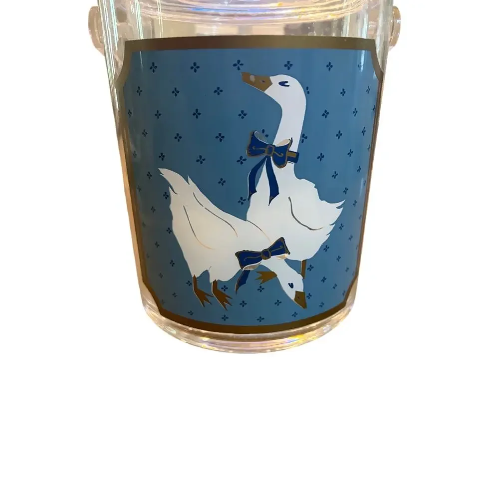 Vintage Culver Acrylic Ice Bucket Goose Blue Bow Mid Century Barware